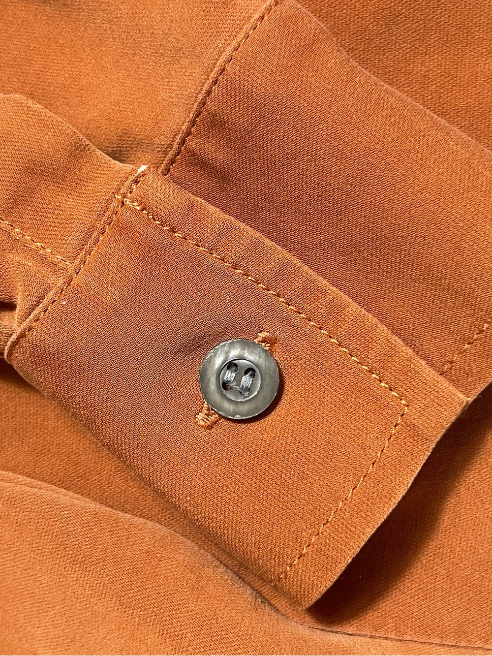 100% Silk Rust Brown Hidden Button Blouse Katherine Kelly Collection Size 6 - Picture 7 of 10